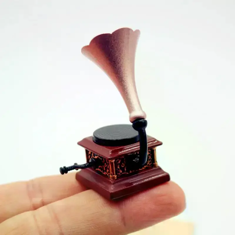 Casa delle bambole Miniature fonografiche vintage Modello Soggiorno Accessori di decorazioni per la casa delle bambole Bambini Giochi di imitazione Giocattoli Ornamenti Regali