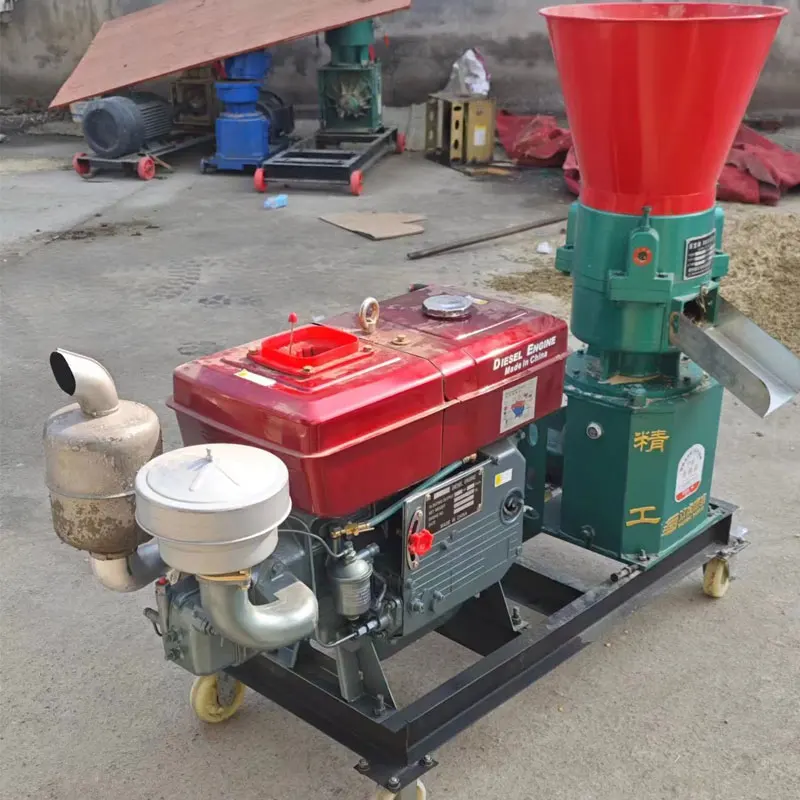 Chicken feed pellet machine with diesel engine pellet mill animal feed machine diesel pelletizer