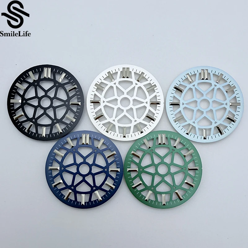 SmileLife الأخضر مضيئة 28.5 مللي متر ساعة جوفاء الهاتفي استبدال لحركة NH35/NH36/NH70 تعديل أجزاء الساعات اكسسوارات