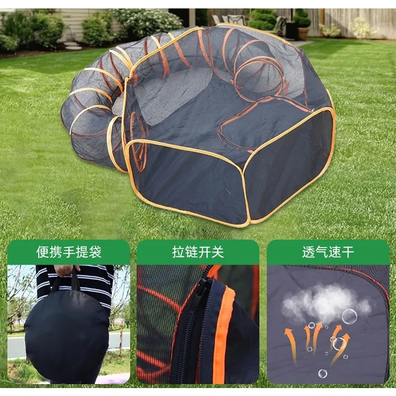 Foldable Cat Tunnel Stray Cat Enclosed House Portable Dog Bed Set Steel Wire Pet Tent Passage Outdoor Shelter
