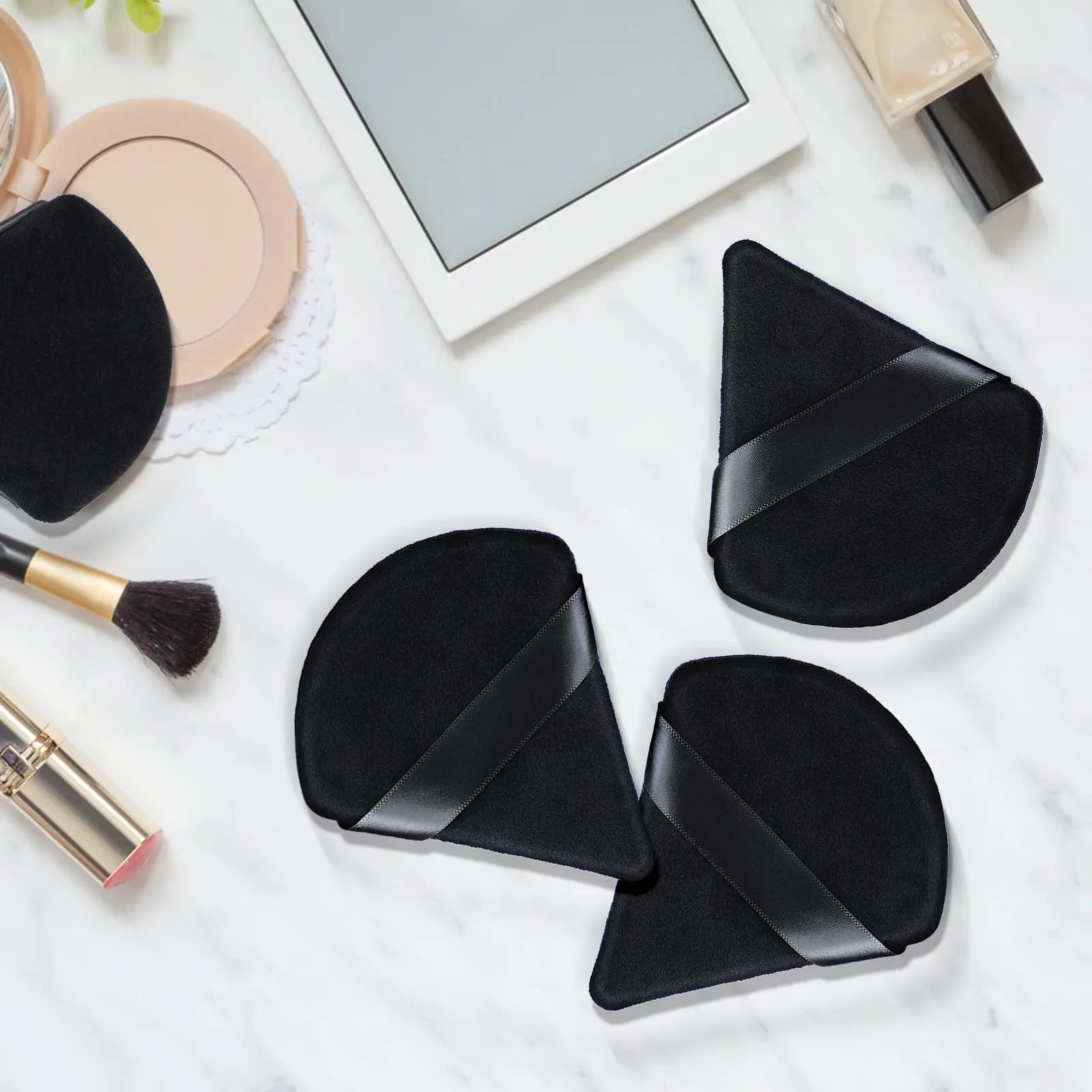 Esponja de maquillaje Facial triangular negra, esponja de terciopelo suave para cosméticos, mezclador de esponjas, base de belleza, esponja de maquillaje, acceso al maquillaje