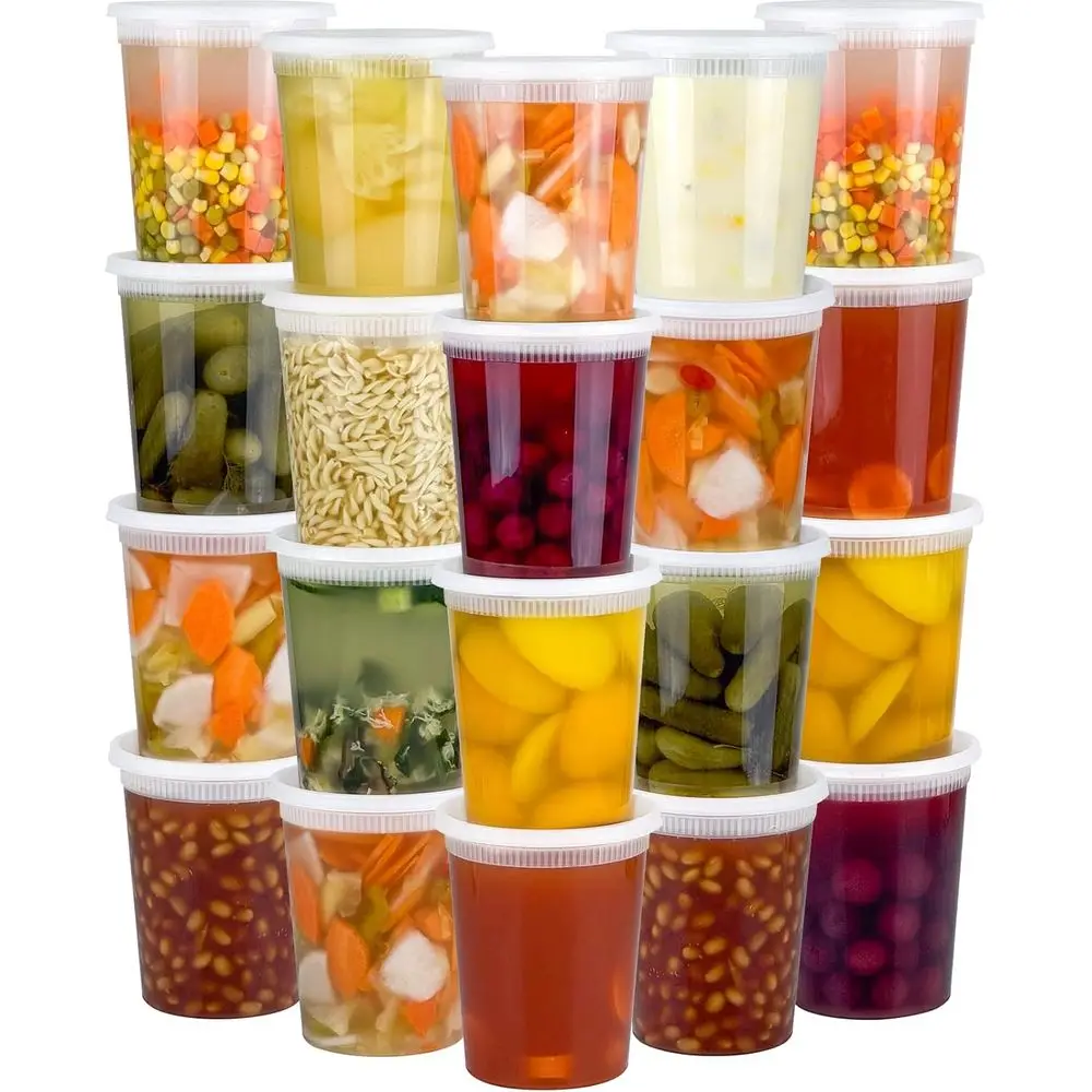 Juego de 40 recipientes para delicatesen de 80 piezas, 32 oz, a prueba de fugas y sin BPA, almacenamiento hermético de alimentos de plástico para llevar, congelador, microondas, lavavajillas