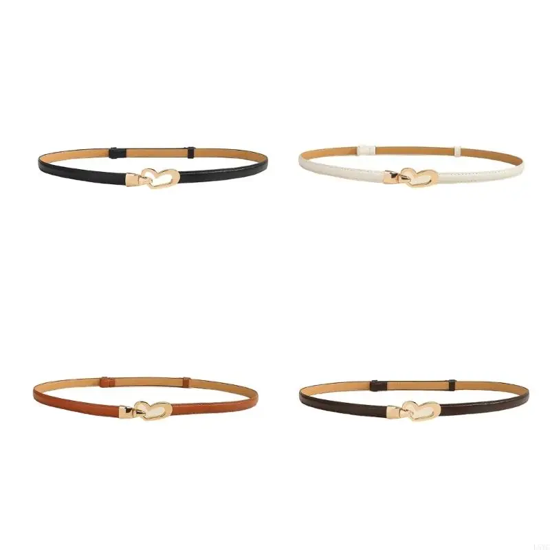 

L5YC Adjustable PU Leather Waist Belt for Women Heart Shaped Clasp Waist Girdle Lightweight Fashion Waist Accessory