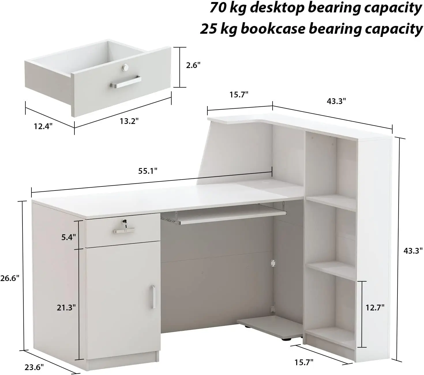 Kerrogee L-Shape Laminate Reception Desk Computer Desk