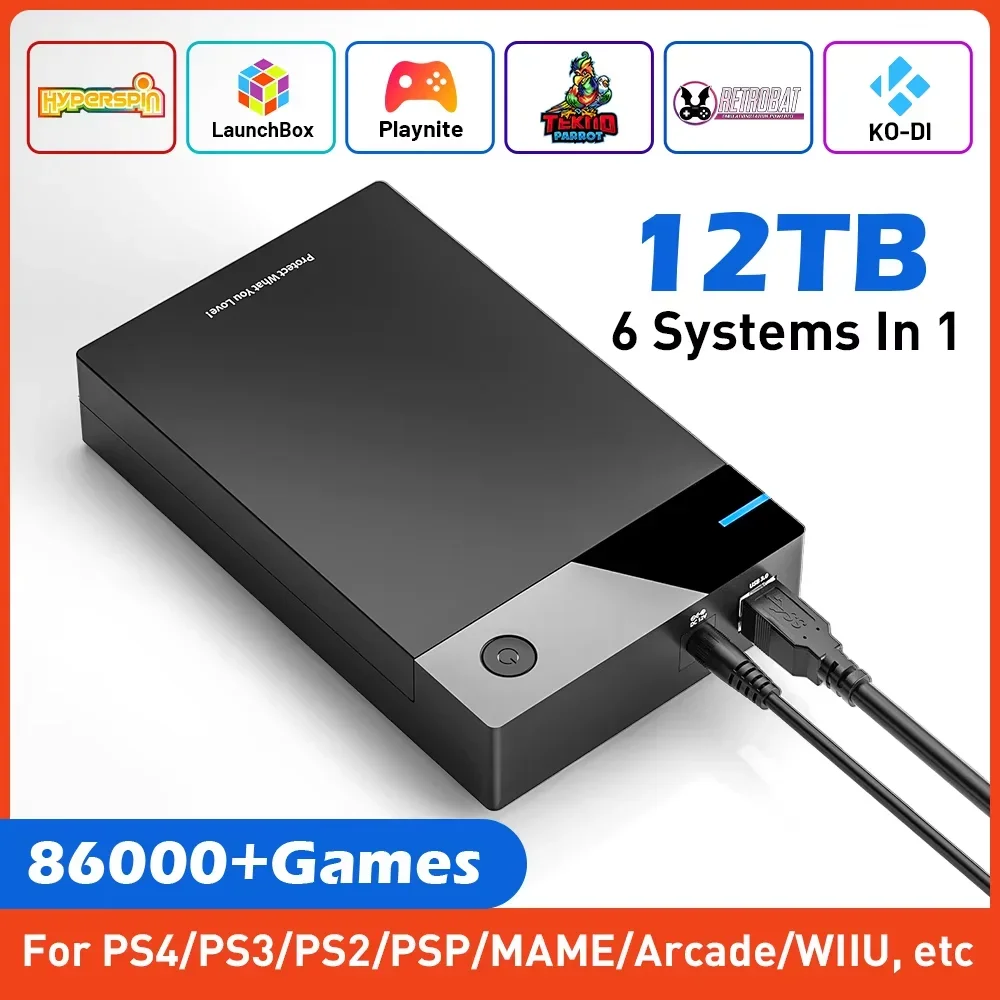 

12T Gaming HDD with Hyperspin Launchbox Retrobat Playnite Super Console with 86000+ Retro Vidoe Game For PS3/PS2/PSP/WII/WIIU/DC