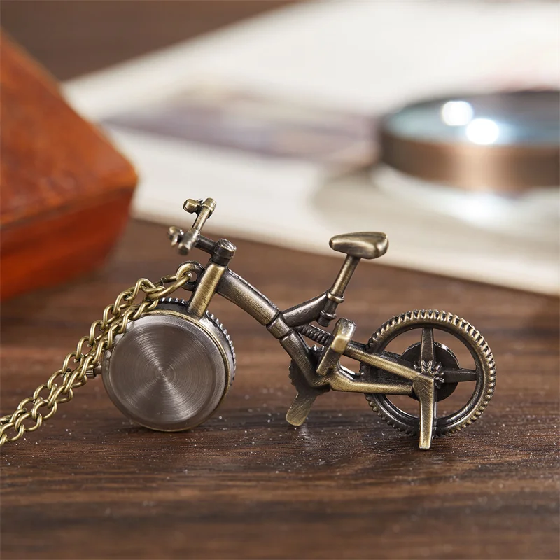 Retro nostalgic fashionable fun personalized design mini bike style men women student quartz pocket watches necklaces pendants