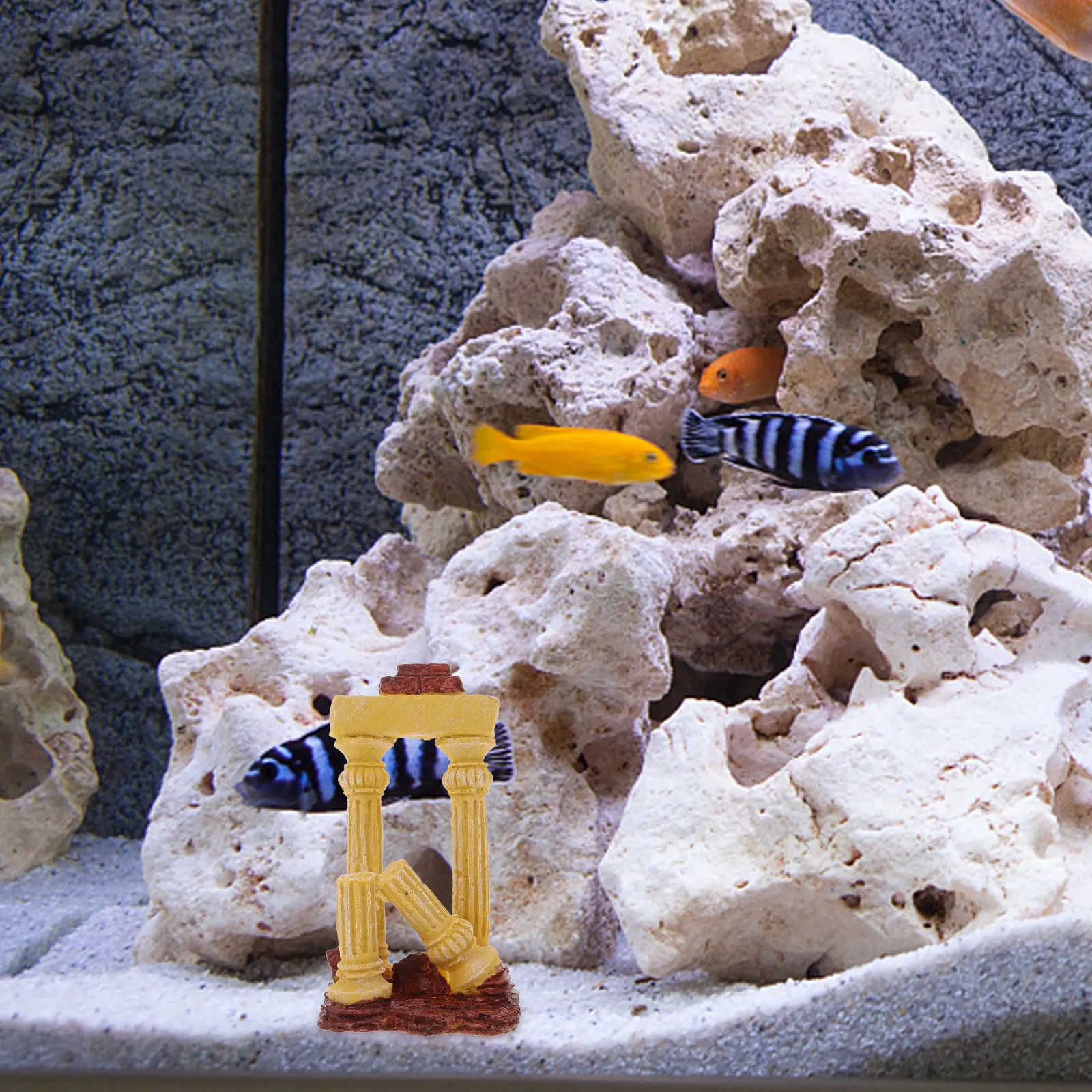 

Roman Column Aquarium Fish Tank Decoration Resin Craft Roman Pillar Fish Shelter Landscape Ornament Betta Goldfish Tank Decor