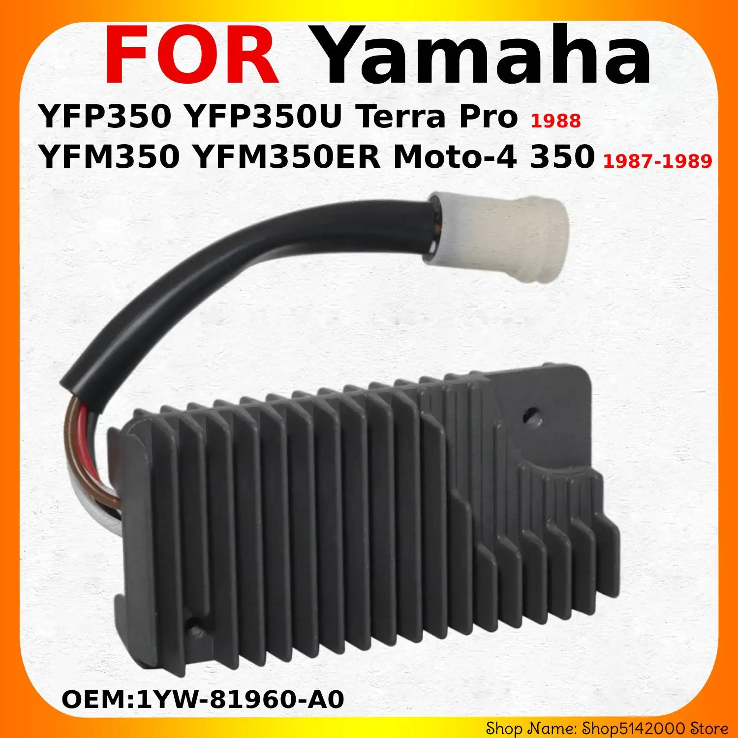 ATV Voltage Regulator Rectifier 6 Wires 12V 1YW‑81960‑A0 For Yamaha YFP350U Terra Pro 1988 YFM350ER Moto‑4 1987‑1989 Quad Bike