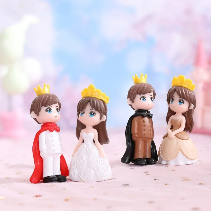 

New Princess and Prince Couple Statue 3D Crafts 3 Pairs Resin Couple Pair Figures Doll Children Birthday Accessory
