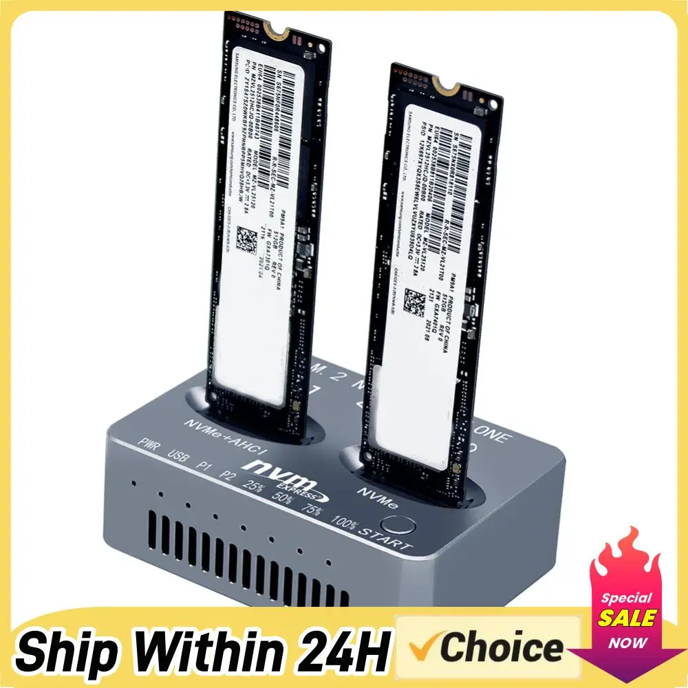 

Док-станция для SSD M.2 NVMe с двумя отсеками, клонирование Gen2X 20 Гбит/с, внешний корпус для жестких дисков M.2 M.3 NVMe PCI-E для SSD M-Key