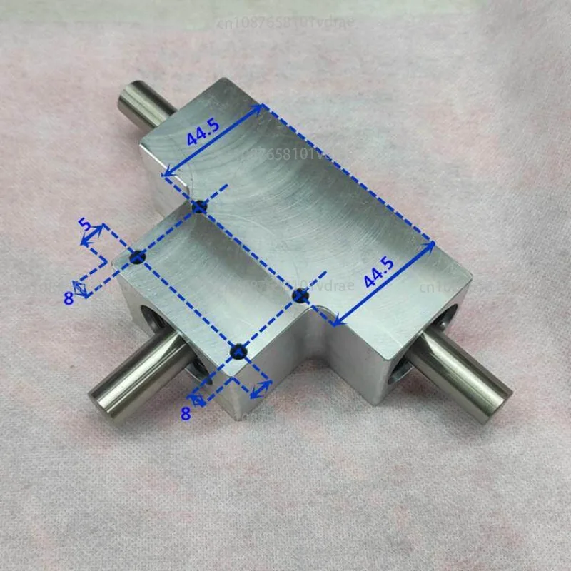 90 Degree Spiral Bevel Gear Box Aluminum Shell Shaft Diameter 15MM Reverse Double Output Cross Drive Micro Machining