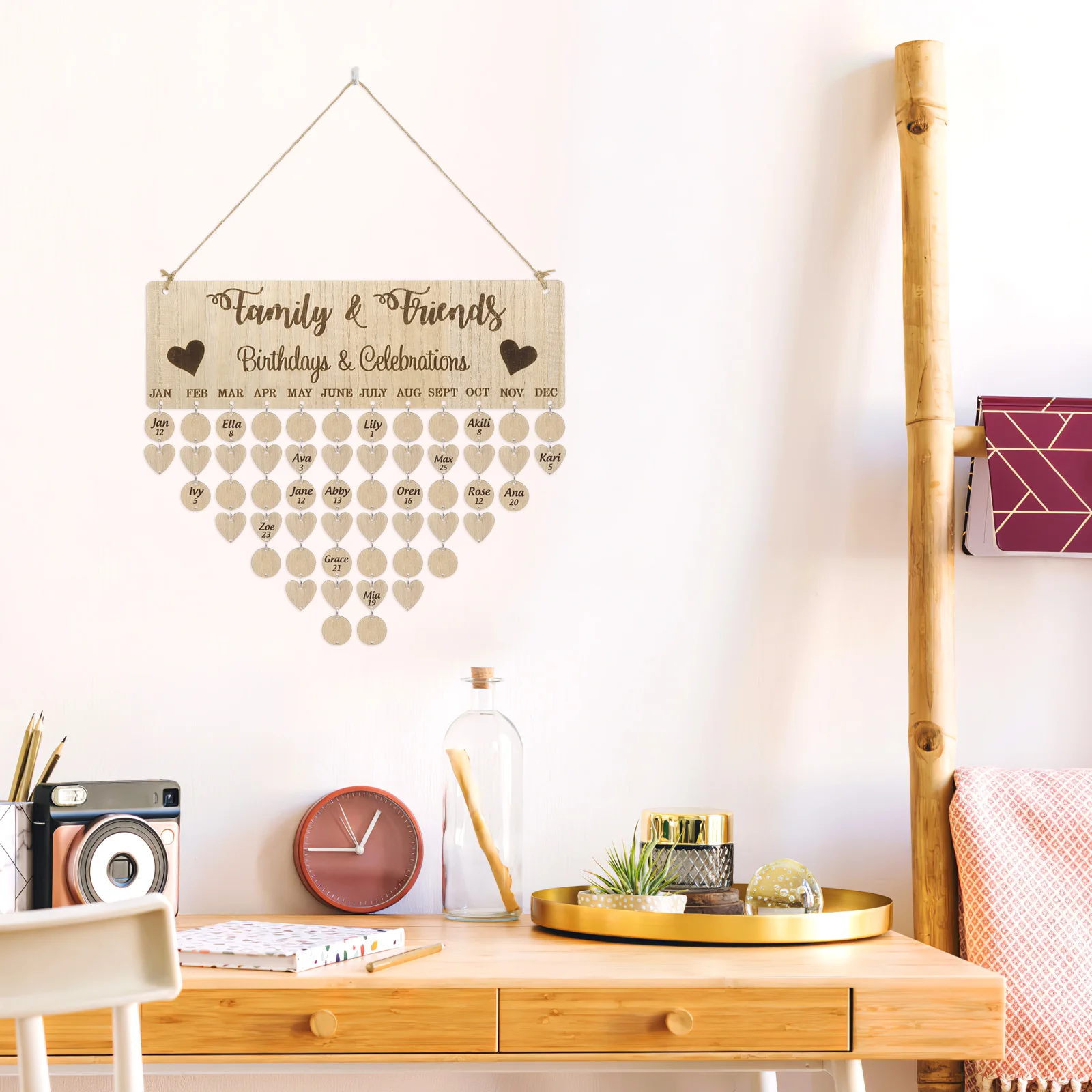 

Wooden Calendar Board Family Birthday Reminder Wall Hanging Decoration Diy Wooden Block Calendar Nordic Style Anniversary