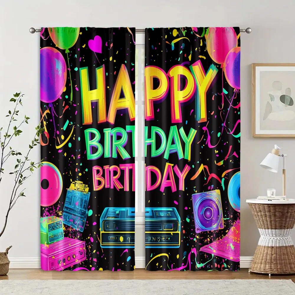 

2 pcs, filtering curtains (excluding rods, non-movable, without batteries) 80s themed birthday party for use in bedrooms and