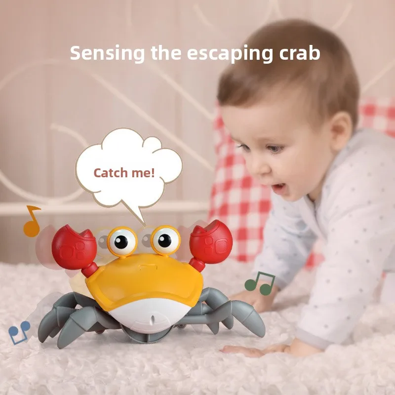 Elektrisches Induktions-Krabbenspielzeug für Kinder, wiederaufladbar, leuchtende Musik, Baby-Krabbeln, Fluchtkrabbe mit Lichtern und Ton, perfektes Geschenk