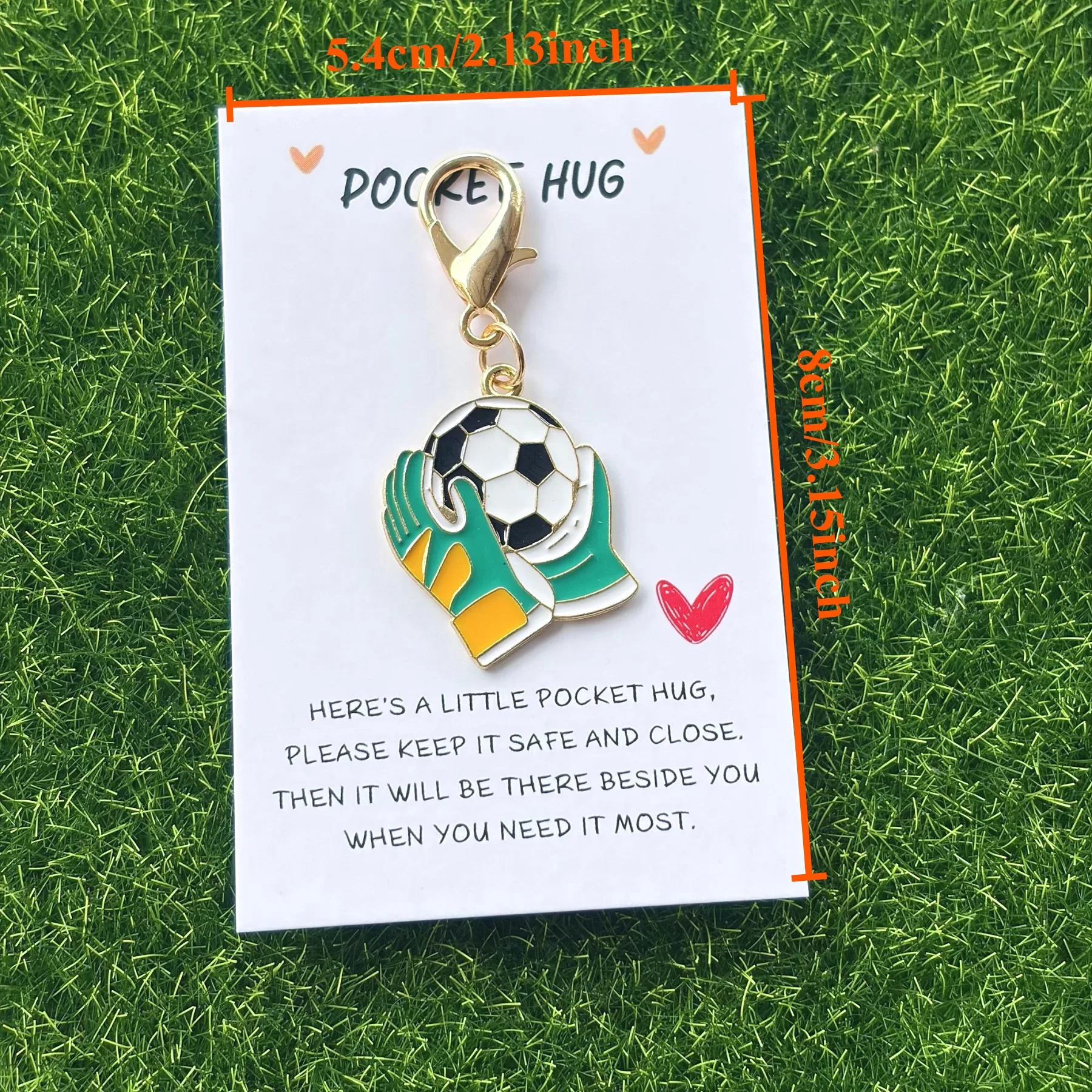 7/14pcs Football Sports Keychain Set, 2D Flat Design with Pocket Hug Card, Perfect Gift for Soccer Fans, Bag Car Accessory Souve