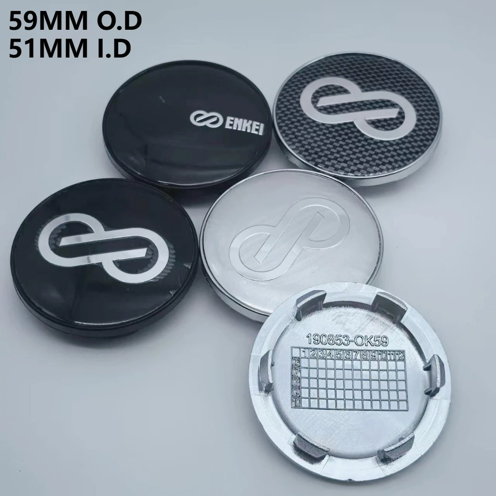 

4pcs 59MM (51MM I.D) Car Wheel Center Caps With ENKEI Logo Emblem Wheels Hub Lid Rim Hubcap Cnetre Cover Replace Car Accessories