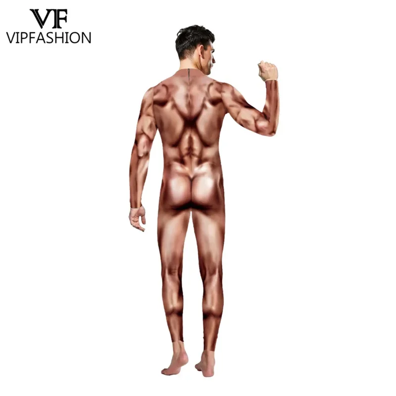 Sn60 VIP fashion funny muscle 3D printing Purim festival party zentai bodysuit jumpsuits Halloween cosplay costumes for MEN1 & 2