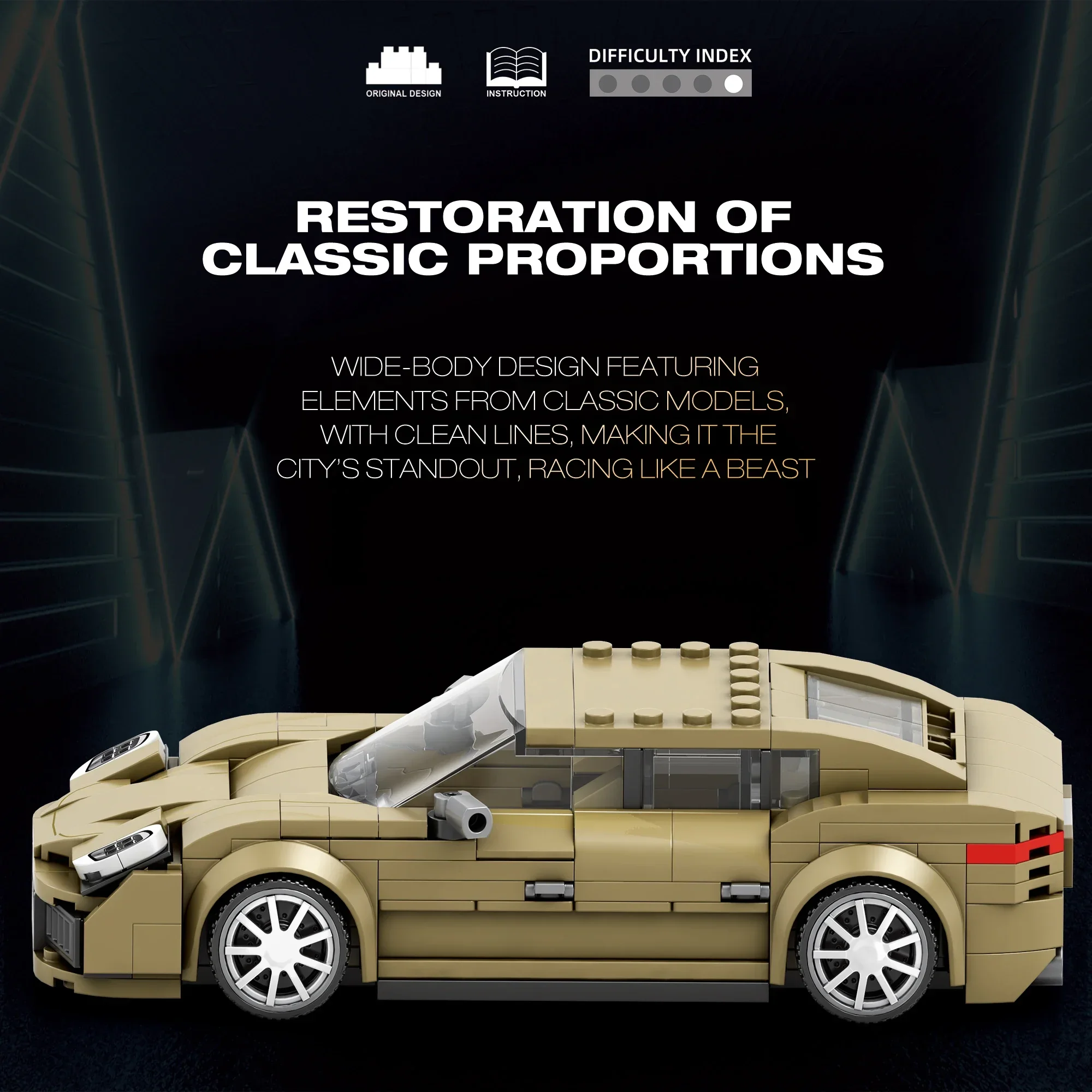 324PCS Luxury Coupe Building Blocks Classic Speed Car Model Technology Bricks Desktop Decoration Kids DIY Toys Birthday Gift