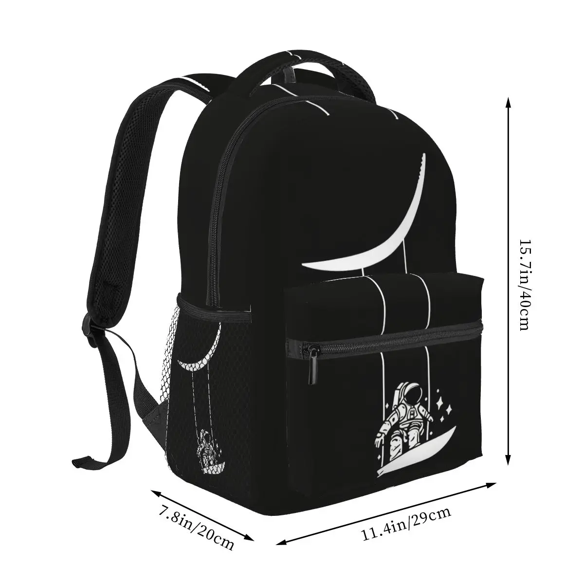 Astronauts Swing On The Moon Print Backpack Student Boys Girls BookBag Kids School Bag Computer Shoulder Bags for Men Women
