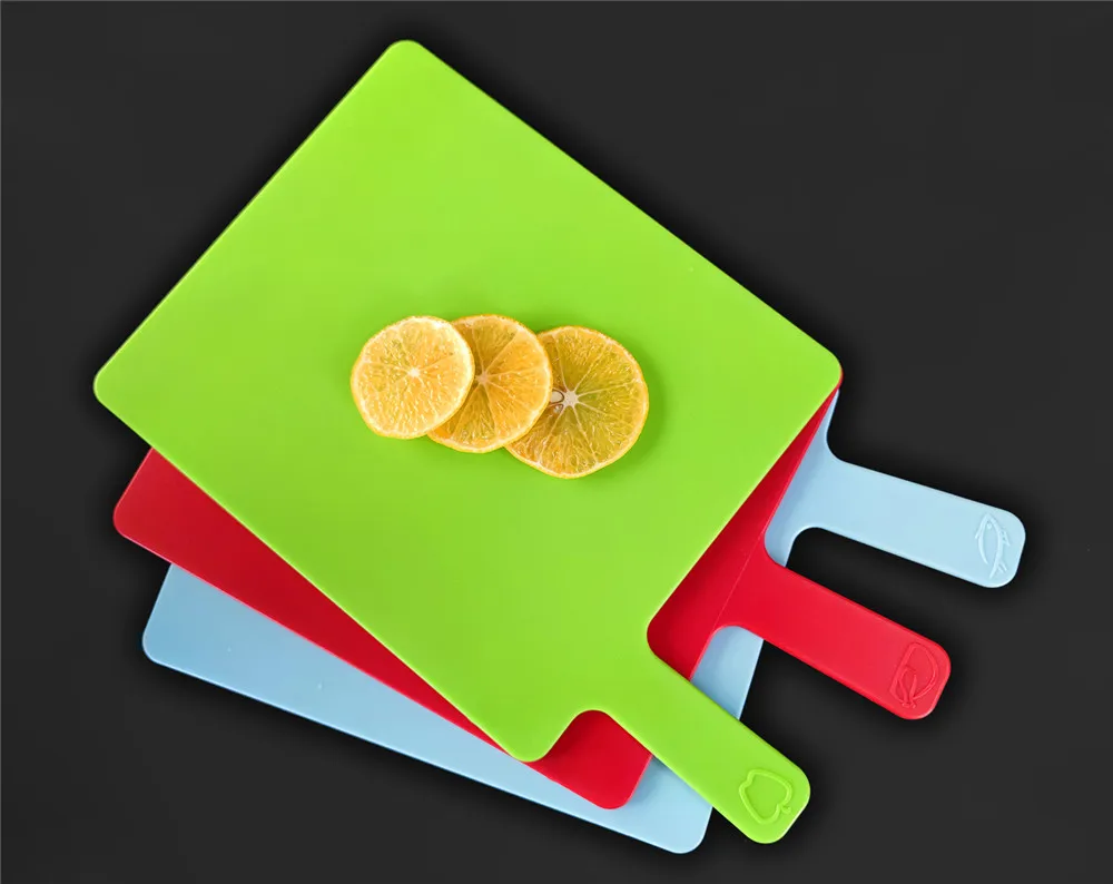 3PCS Set  Cutting Boards for Kitchen Colorful Plastic Utility Chopping Board with Holder & Food Icons