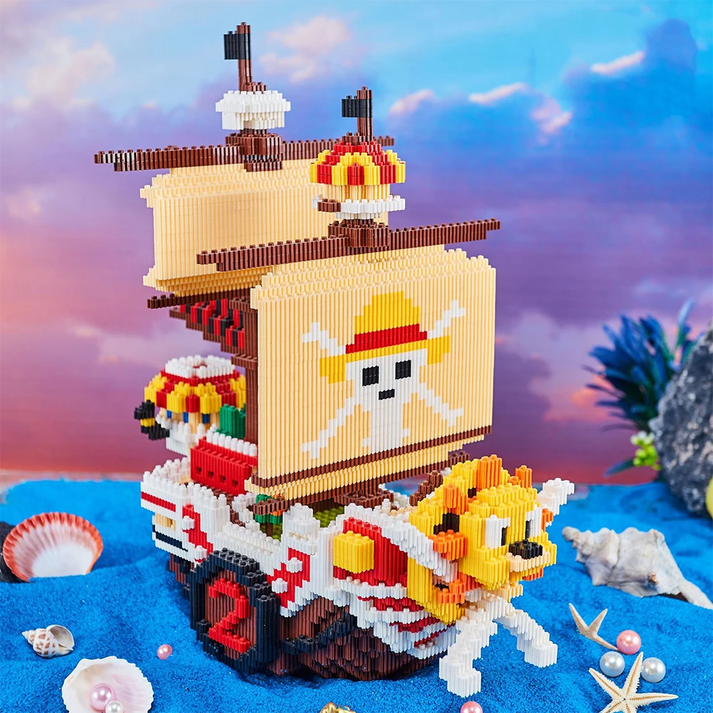 3168pcs+ One Piece Connection Building Blocks Thousand Sunny Pirate Ship Micro Bricks Figures For Kids Friend Christmas Gift