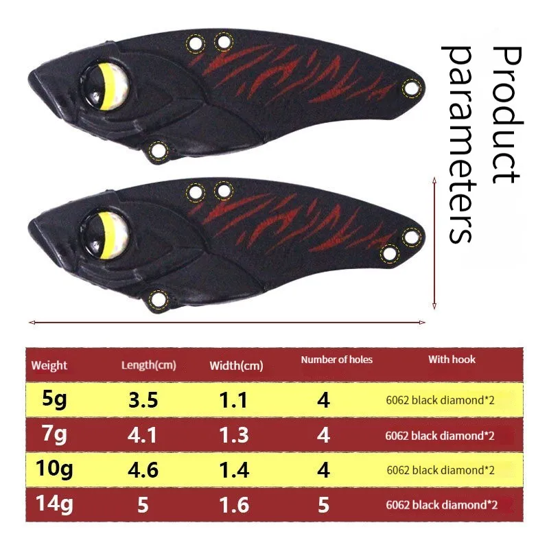 HYBOLAN Metal Vib Fishing Lures Spoon 5-14G Vibration Sinking Spinner Swimbait Artificial Bait Pesca Bass High quality hooks image 4