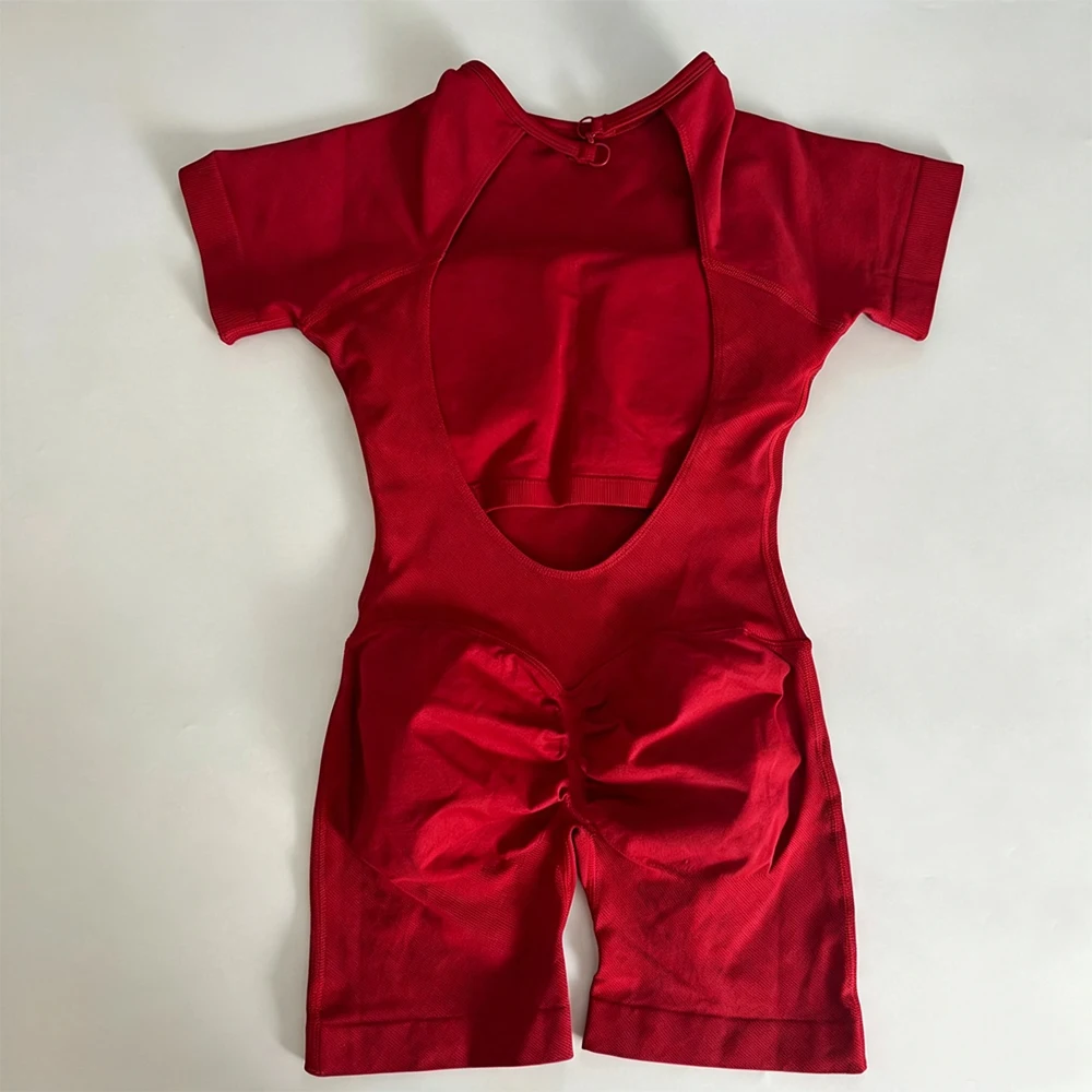 12 Color Short-Sleeved One-Piece Backless Suit Women's Sportswear Speed Sportswear Gym Uniform Fitness yoga Jumpsuit