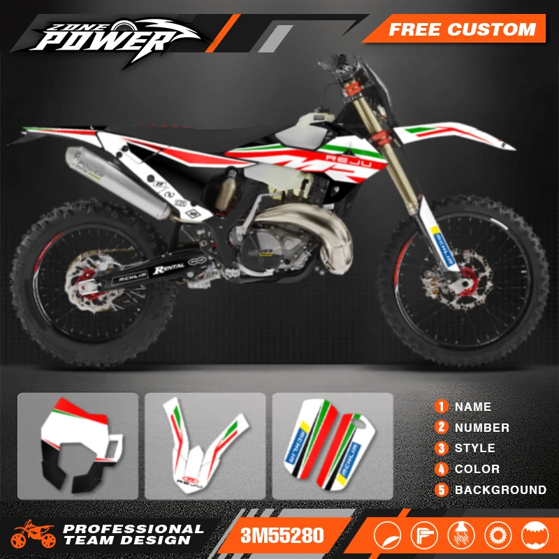 Powerzone Custom Team Graphics Background Sticker Kit for Riju MR 300 2020 2021 Motorcycle Background Decal Stickers Custom 01