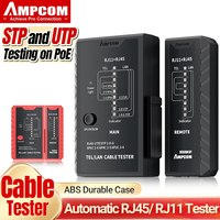 AMPCOM Network Cable Tester, CAT5E CAT6 CAT6A CAT7 RJ45 Networking Lan Cable 8P8C POE RJ11 Telephone Line Continuity Tester