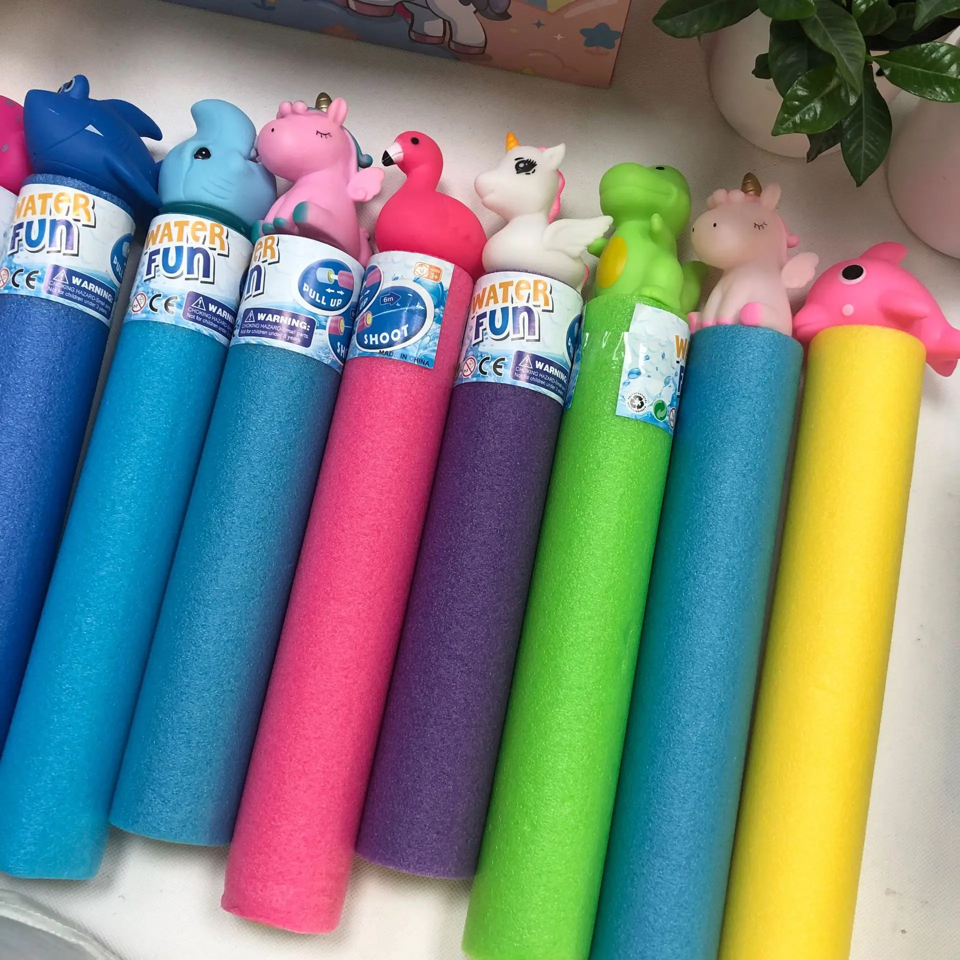 3 pièces/ensemble jouet d'eau de plage mousse longue pistolet à eau type de traction dinosaure licorne enfants EVA été piscine jouets de bain gicler d'eau