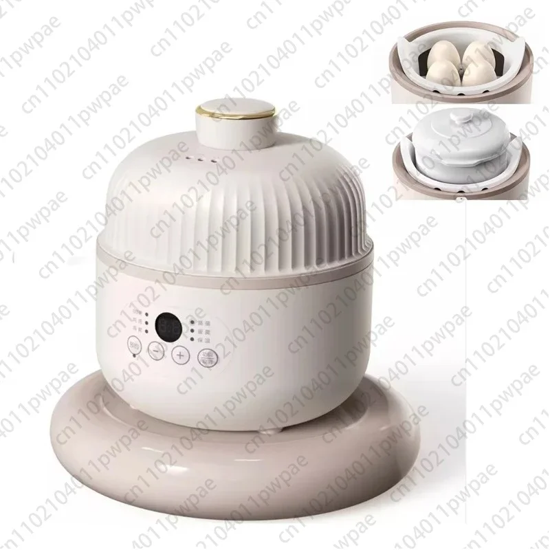 Clay Pot with Ceramic Interior for Healthy Cooking Mini Slow Cooker with Steamer Basket and Digital Timer Electric Egg Cooker