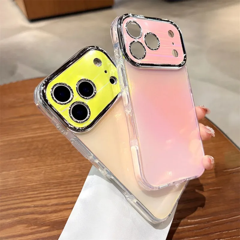 Glitter Laser Aurora Lens Candy Color Glossy Phone Case For iPhone 18 16 17 Pro Max 15 14 plus 13 Camera Protection Back Cover view 4