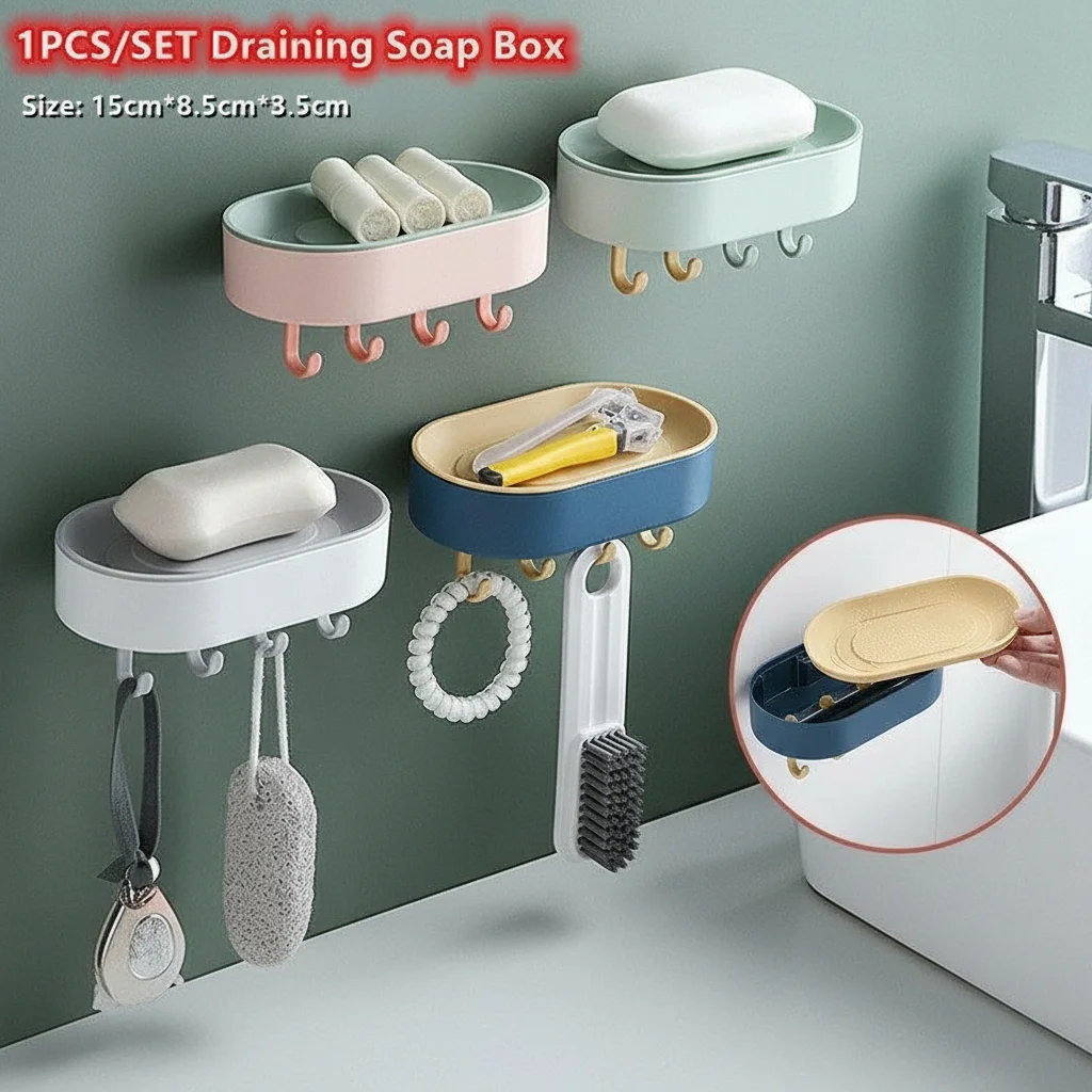 Kreative Ablassen Seife Box Wand Halter Punch-Freies Haushalt Badezimmer Organizer 1 TEIL/SATZ
