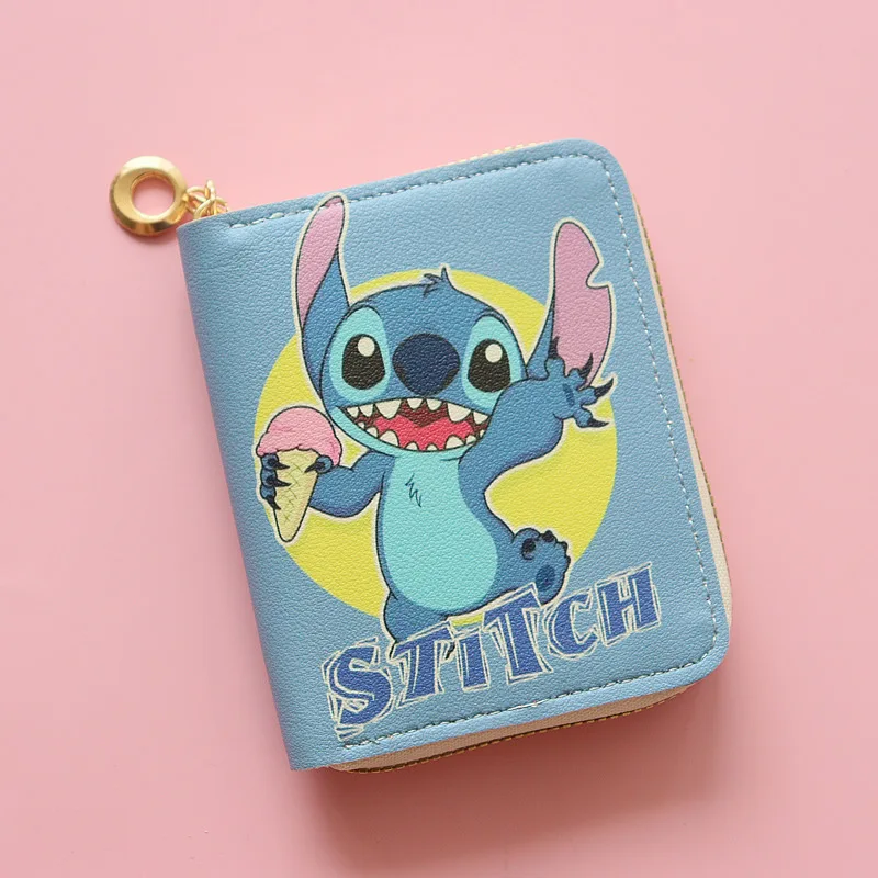 Stitch Wallet Short Zipper Print Student Cartoon Mini Wallet Coin Purse Card Holder Birthday Present Anime Figure  Disney