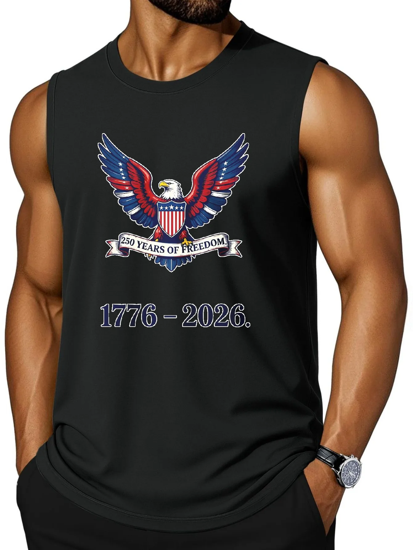 Eagle Flag Banner Year Free Printed Tank Top Fashion Sports Tank Top Summer Men's Sleeveless T-shirt Casual Breathable Top