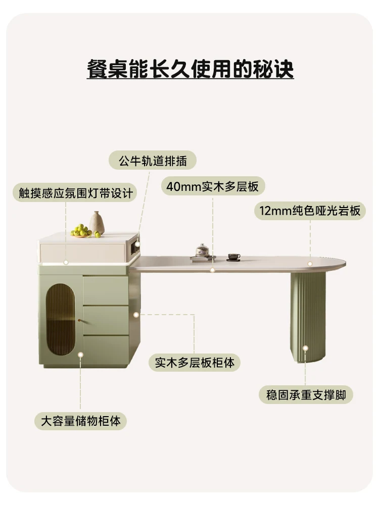 Matcha Green Rock Island Tisch integrierter Tisch