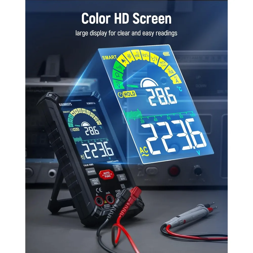 مقياس رقمي متعدد 10000 عدد TRMS مقياس متعدد ذكي قابل لإعادة الشحن شاشة LCD ملونة فولت متر يقيس الجهد #5
