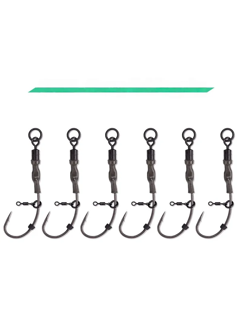 6 Stück Ronnie Rig vorgefertigte Karpfenangel-Rigs – Fertige Spinner-Rigs mit QC-Wirbel und gebogenen Haken für Pop-Up-Boilies – Detail 4