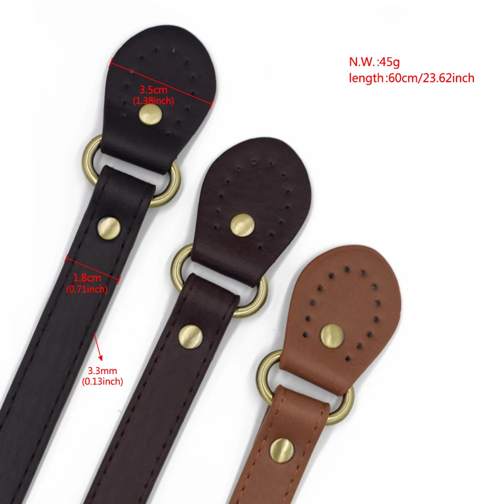 2PCS Bag Strap Leather DIY Handmade Handles Detachable Straps for Women Girls Crossbody Replacement Shoulder Handbag Handle 60cm