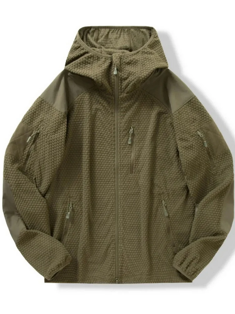 

Outdoor Tactical Fce Jaet Men's Spring Autumn Warmth Hood Casual Coat Polyester Fiber Ammonia Elastic Fiber id Pattern