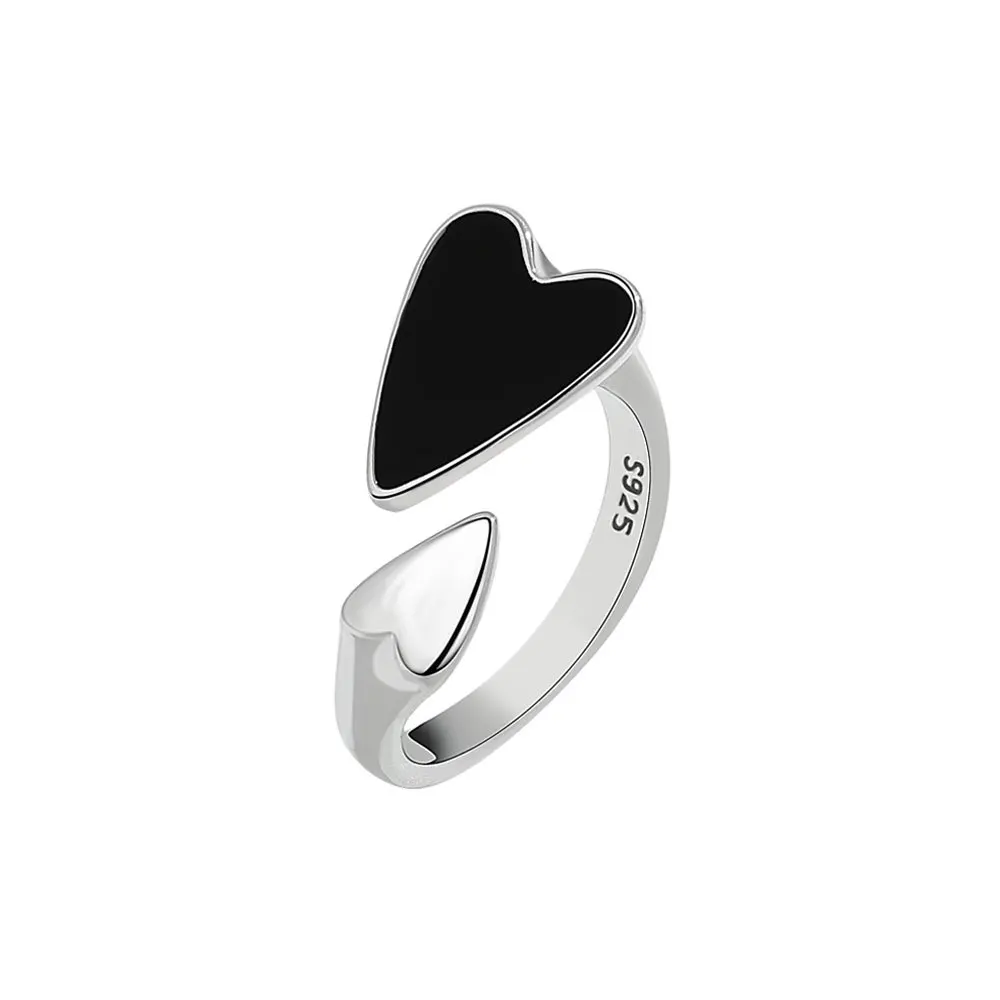 Anillos de plata de ley 100% con forma de corazón para mujer, accesorio sencillo y moderno, estilo Retro, para regalo de fiesta, 925