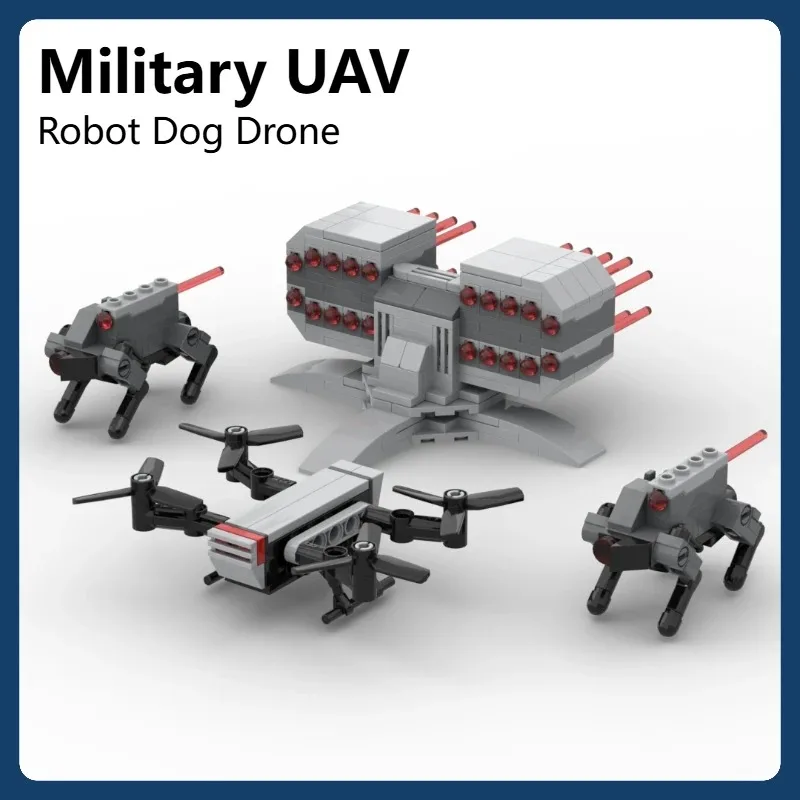 WW2 Military Accessories UAV Robot Dog Drone Building Blocks Liquid Parts Soldier Figures Guns Mechanical Wolf Bricks Toys Gifts