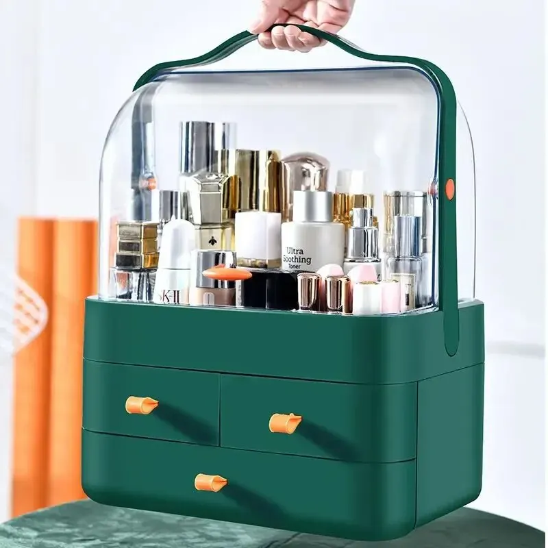 

2024 Trendy Dustproof Cosmetic Storage Box Desktop Organizer Skincare Products Comb Tabletop Makeup Holder Rack Drawer-style