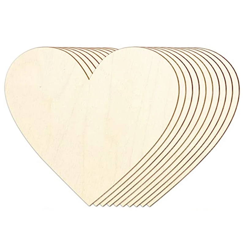 

10Pcs Wooden Heart Shaped Blank Wood Chips For Valentine Unfinished Painting Wood Chips, Blank Wood Sign Paint