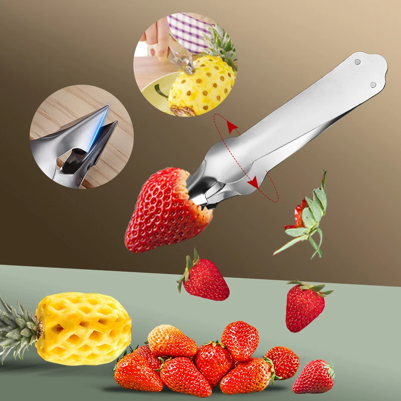 

Strawberry Huller Fruit Peeler Pineapple Corer Slicer Cutter Stainless Steel Kitchen Knife Gadgets Pineapple Slicer Clips