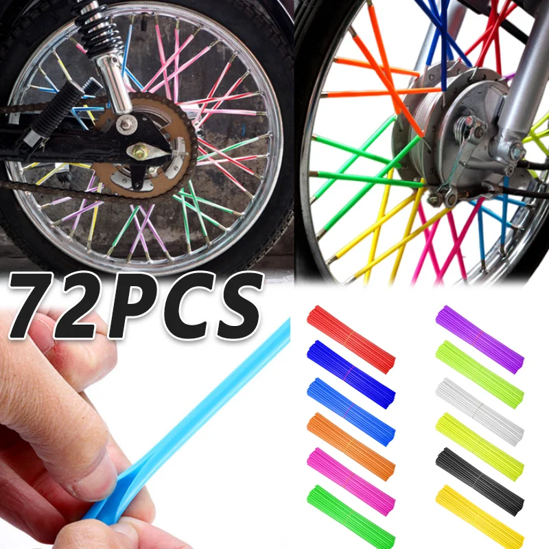 

72pcs Bicycle Wheel Spoked Protector Wraps 24cm Wheel Rim Spoke Wrap Kit for Motorcycle Bike Color Rims Skin Trim Covers Pipe