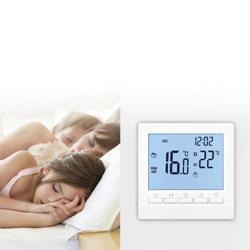 Digital Gas Boiler Thermostat LCD Screen Weekly Programmable Room Temperature Controller Wall Mounted Battery Operated