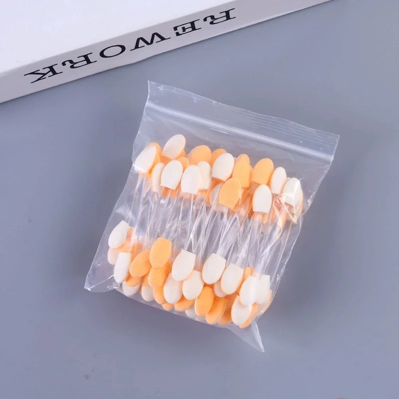 Atacado 50/100/200pcs aplicadores de escova de recipiente incluindo comprimento fábrica sombra esponja olhos hadow descartável dupla face