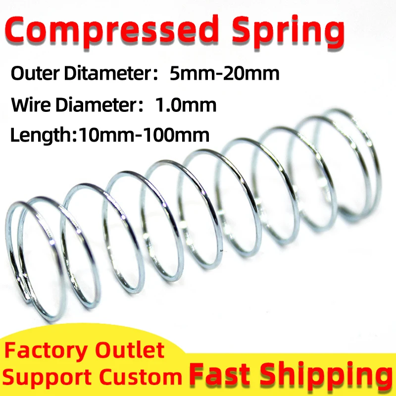 

10PCS Stainless Steel Compression Spring Compressed Spring Wire Diameter Y-Type Rotor Return Spring 1.0mm