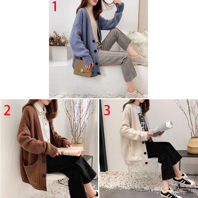 Women Spring  Cardigan With Pockets  Clothing Soft and Comfortable Coat Knitted V-Neck Long Cardigan Female Sweater Jacket